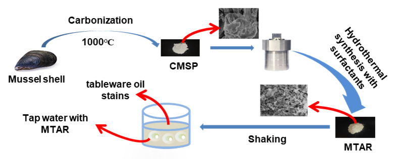 Preparation of Porous Materials Derived from Waste Mussel Shell with High Removal Performance for Tableware Oil